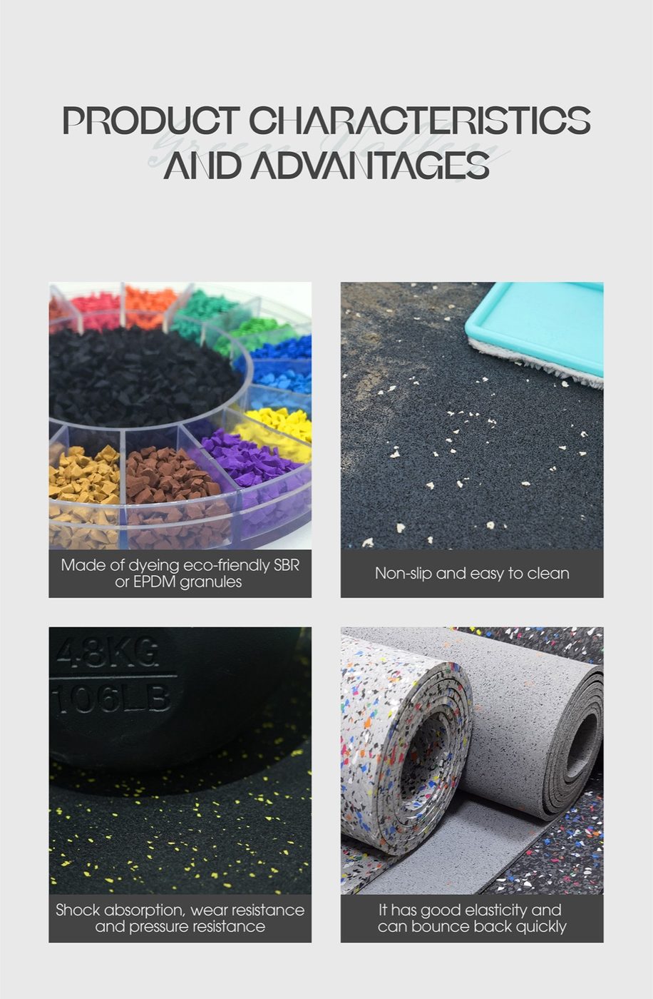 Color dots rubber roll (B-10) detailed technical sheet 2