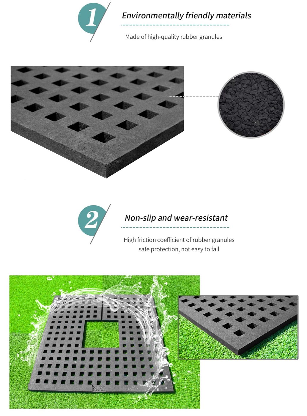 Green Big Rubber Mulch Tree Ring detailed technical sheet 2